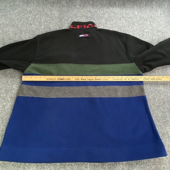 Vtg Tommy Hilfiger Outdoor Mens XL Jacket Striped 1/4 Zip Fleece Spellout Hoodie - Picture 15 of 16